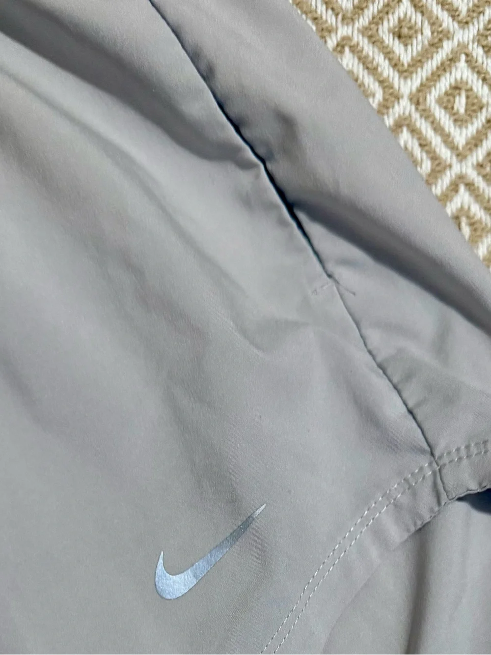 Nike Women's Light Gray Smocked-Waist Athletic Shorts